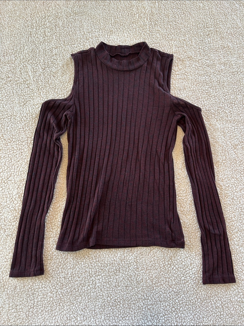 American Eagle Outfitters Purple Ribbed Crew Neck Top with Shoulder Cut Outs